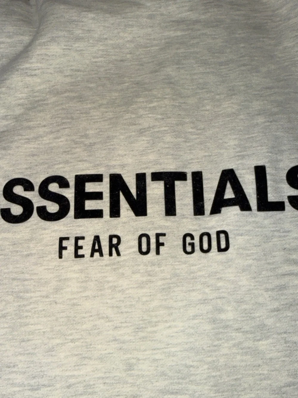 Fear of God ESSENTIALS Heather Light Gray Hoodie with Black Logo - Picture 4 of 5